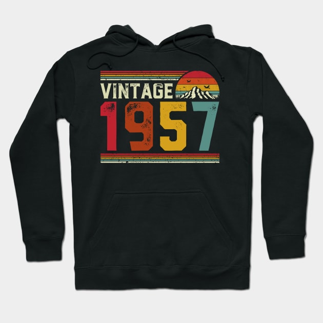 Vintage 1957 Birthday Gift Retro Style Hoodie by Foatui